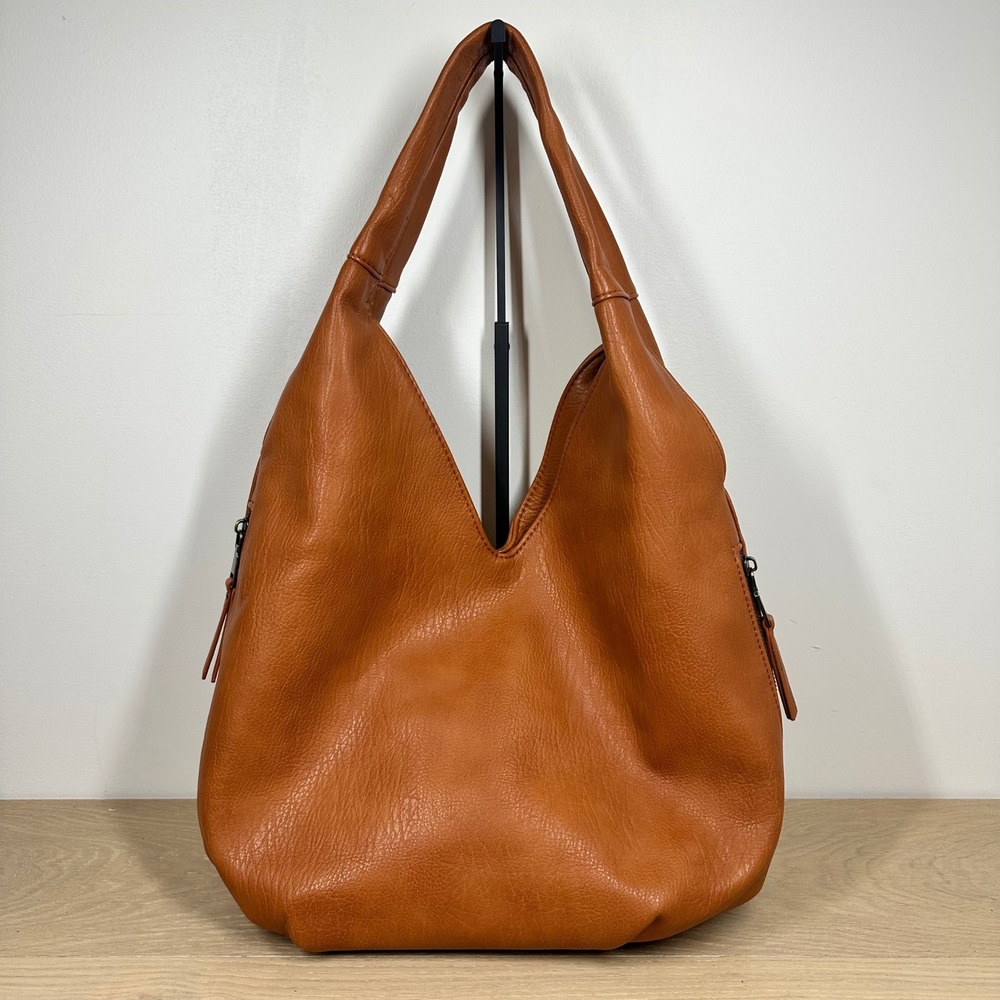 Antik Kraft Hobo Bag Women Cognac Brown Faux Leather Slouchy Boho Shoulder Bag
